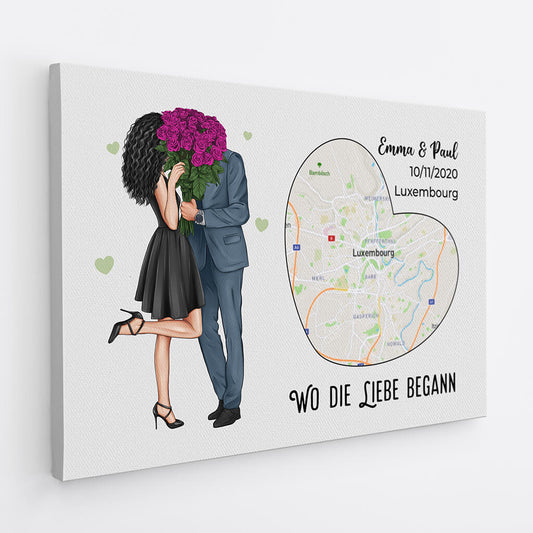 3686CGE2 wo die liebe begann karten perrsonalisierte leinwand fur paare zum jahrestag
