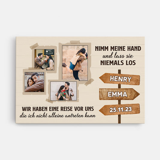 3697CGE1 nimm meine hand und lass sie niemals los personalisierte leinwand mit foto fur paare