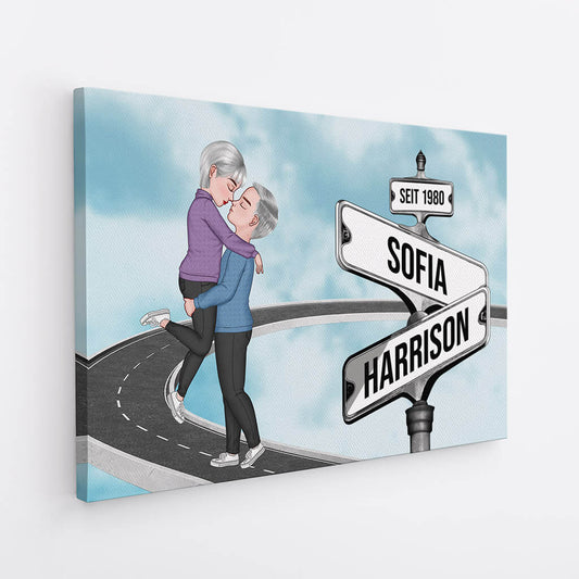 3699CGE2 vintage strassenschild personalisierte leinwand fur paare zum jahrestag