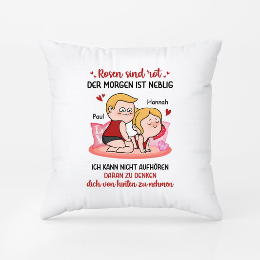 3703PGE1 rosen sind rot der morgen ist neblig lustiges kissen fur paare personalisiert