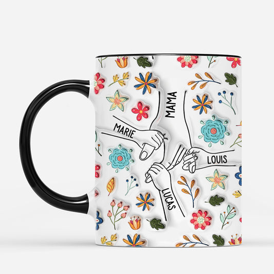 3746MGE4 oma und kinder mit arten leuchtenden blumen personalisierte tasse mit 3d inflated effekt fur omas