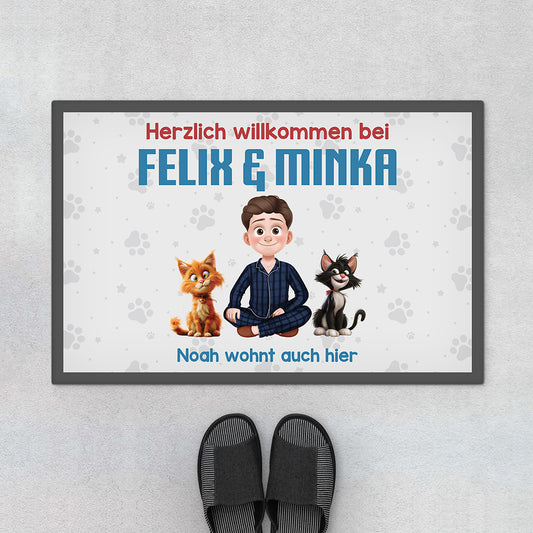 3859DGE1 herzlich willkommen bei lustige fussmatte fur katzenliebhaber personalisiert 3859D5I0D_849a05f0 ef2e 4cf8 b97f 50aec932a7f7