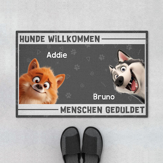 3878DGE1 hunde willkommen menschen geduldet lustige fussmatte fur hundeliebhaber personalisiert 3878D3H5C