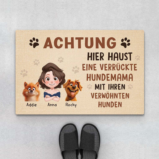 3882DGE1 verruckte hundedame mit verwohnten hunden personalisierte fussmatte fur hundeliebhaberin 3882D8H0C