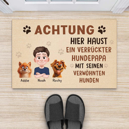 3882DGE2 verruckte hundedame mit verwohnten hunden personalisierte fussmatte fur hundeliebhaberin 3882D8H0C