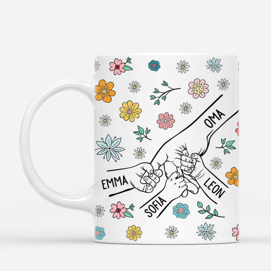 3896MGE1 3d druck effekt hand by hand blumen personalisierte tasse fur mamas 3896M