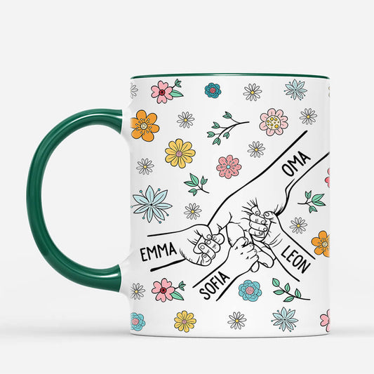 3896MGE2 3d druck effekt hand by hand blumen personalisierte tasse fur mamas 3896M