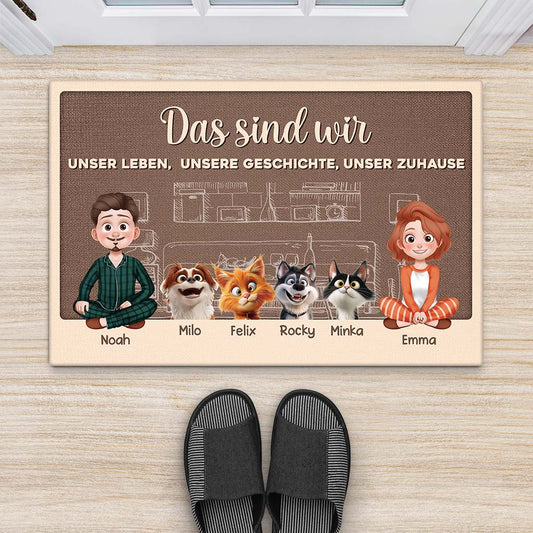 3915DGE2 unser leben unsere geschichte unser zuhause personalisierte fussmatte paar 3915DTM0D