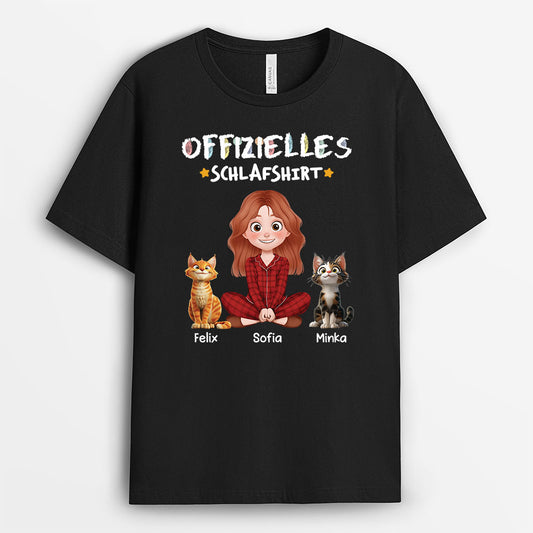 3939AGE1 offizielles schlafshirt katze katzen t shirt personalisiert cartoon buntstifte 3939A8V0D