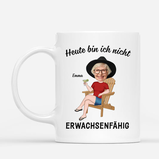 3945MGE1 heute bin ich nicht erwachsenfahig lustige tasse fur frauen mit gesicht personalisiert 3945MKK0A