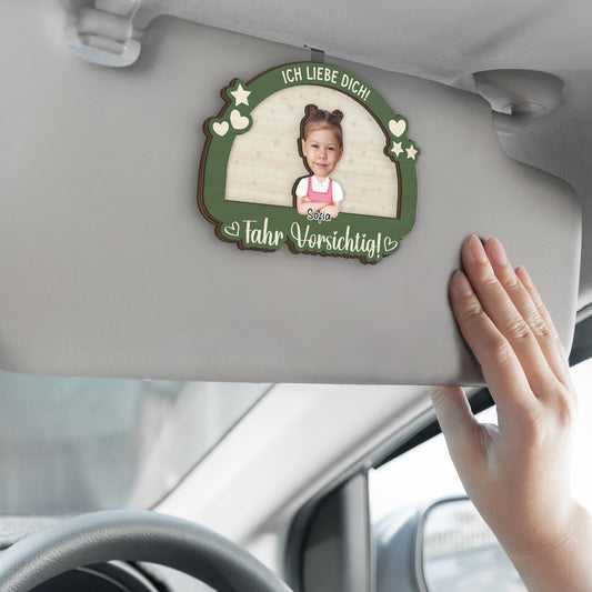 3973GGE2 fahr vorsichtig wir warten zu hause personalisierter auto visier clip 3973G3L0B