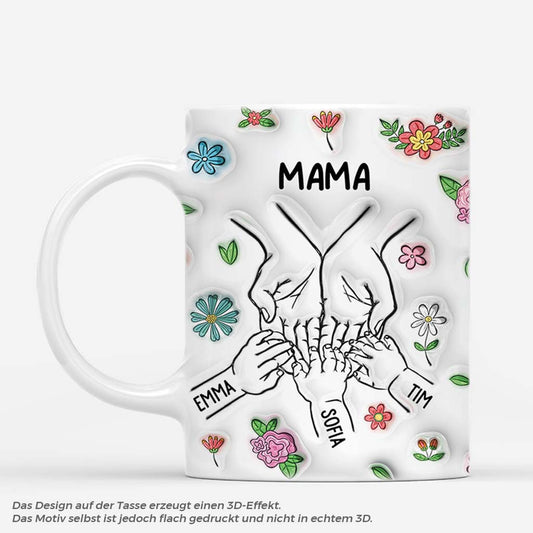 4035MGE1 3d druck effekt blumen mama kinder hand in hand mama tasse personalisiert_ 4035M8L5A_9c2d533f 44db 4442 963f 15c355df6256