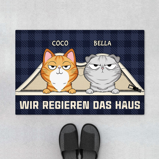 4061DGE1 wir regieren das haus personalisierte fussmatte katze 4061DKQ0D