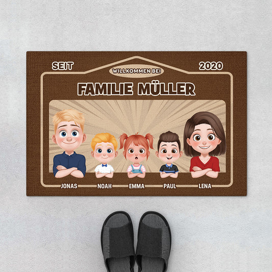 4083DGE1 willkommen bei cartoon personalisierte fussmatte familie_ 4083D_d6079819 3cbf 44fb ba6e fbaffa0f8109