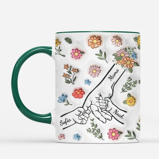 4089MGE2 3d druck effekt mama und kinder blumen personalisierte tasse mama_ 4089MTK5A