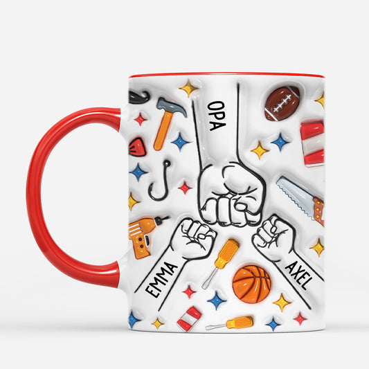 4095MGE2 3d druck effekt papa und kinder faustgruss personalisierte tasse papa 4095M6M5B