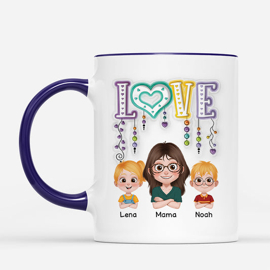 4096MGE2 3d druck effekt mama und kinder liebe cartoon personalisierte tasse mama_ 4096M5Q0A