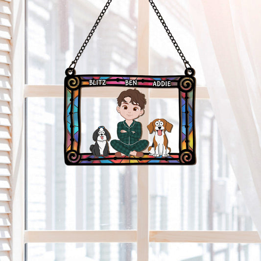 4102UGE2 ich und katzen sonnenfanger personalisiert fur hundehalterin 4102U8L8C