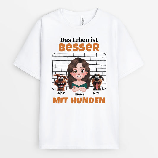 4127AGE1 das leben ist besser mit hunden t shirt hund personalisiert 4127ATM0C