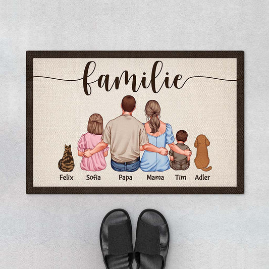 4130DGE1 familie personalisierte fussmatte familie mit hund_ 4130D6T5I