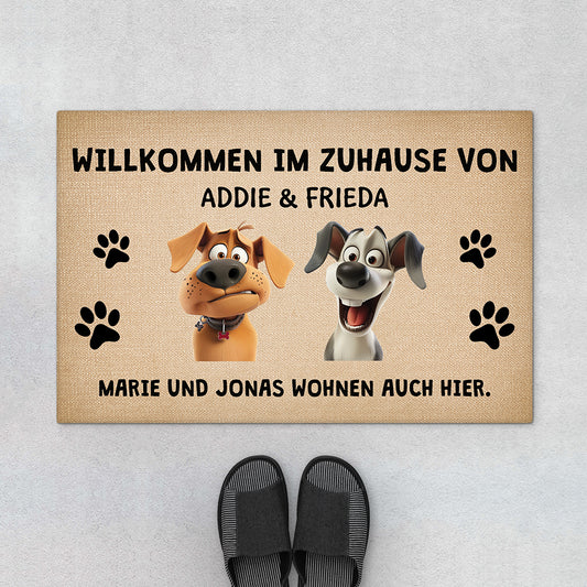 4145DGE1 willkommen bei wohnen auch hier fussmatte personalisiert hund_ 4145D8I5C