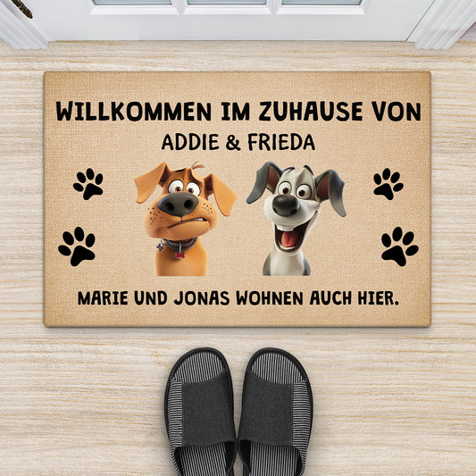 4145DGE2 willkommen bei wohnen auch hier fussmatte personalisiert hund_ 4145D8I5C