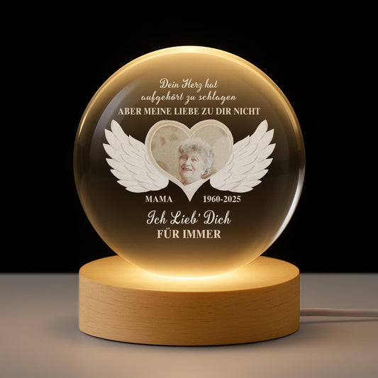 4179LGE1 dein herz steht still meine liebe bleibt personalisierte trauergeschenke kristallkugel foto mamapapa 4179ltl5a