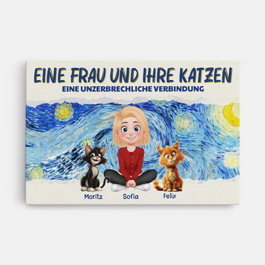 4180CGE1 ein madchen und ihre katzen cartoon personalisierte katze leinwand_ 4180CTK5D_64de593d 1af7 4678 b63e ad5013b3cb87