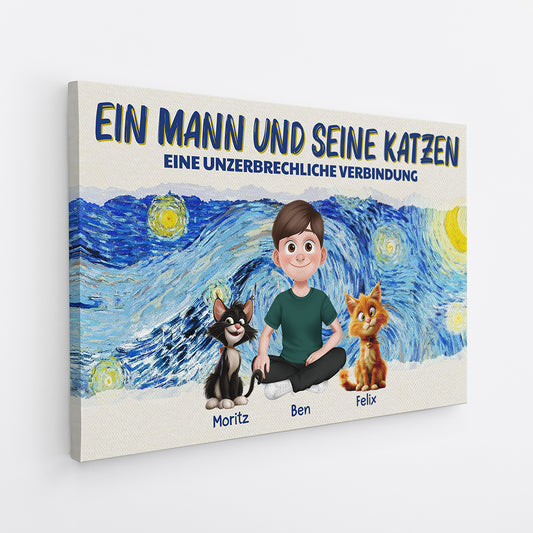 4180CGE2 ein madchen und ihre katzen cartoon personalisierte katze leinwand_ 4180CTK5D_a1a21021 602f 45f4 8a10 45879254e663