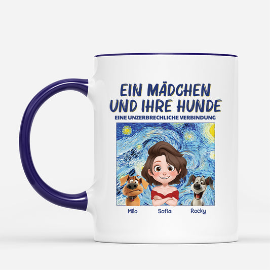 4180MGE2 ein madchen und ihre hunde cartoon personalisierte tassen hund_ 4180MTK5C