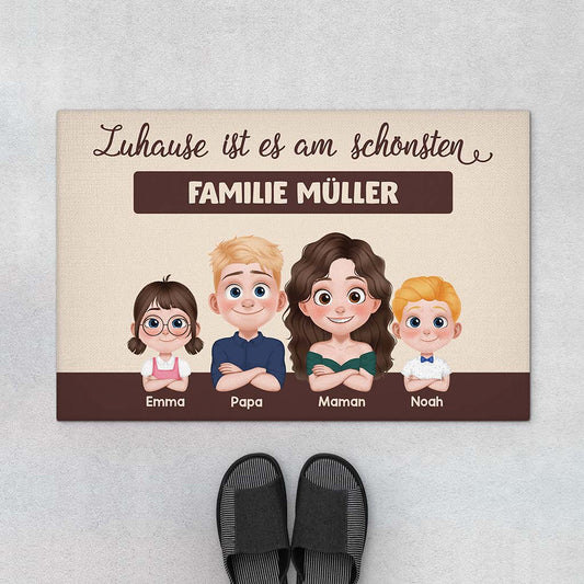 4207DGE1 zuhause ist es am schonsten cartoon personalisierte fussmatte familie_ 4207DKQ0I