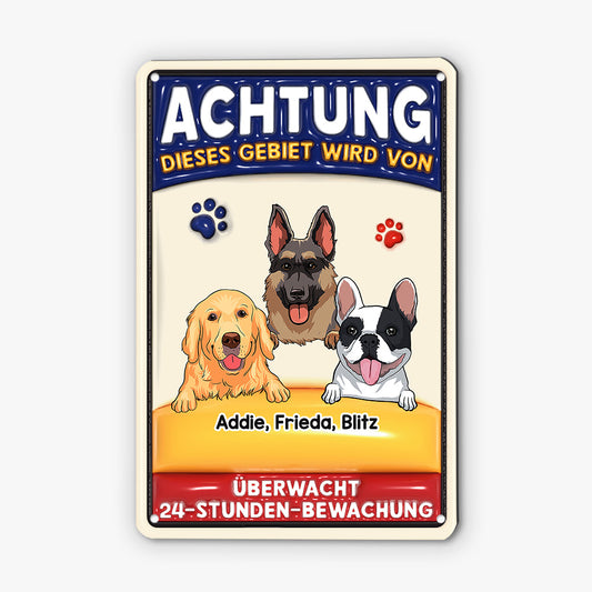 4224EGE1 dieses gebiet wird von uberwacht lustiges turschild hund personalisiert_ 4224E5T8C