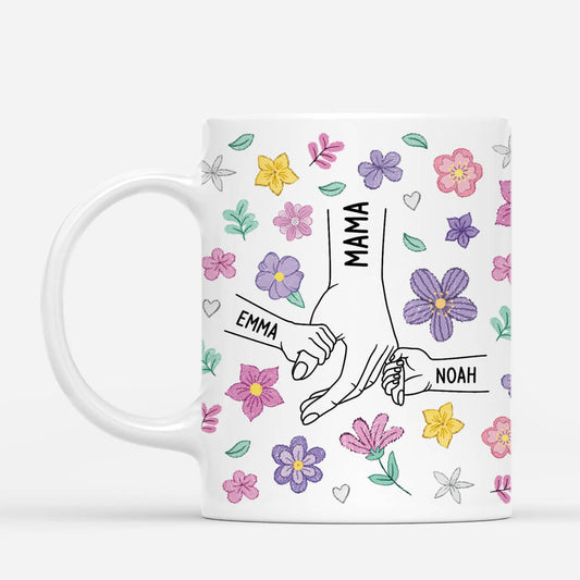 4256MGE1 mama und kinder bunte blumen mama tasse personalisiert_ 4256M5M3A