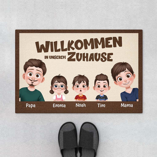 4328DGE1 willkommen in unserem zuhause cartoon personalisierte fussmatte familie_ 4328D6Q0I