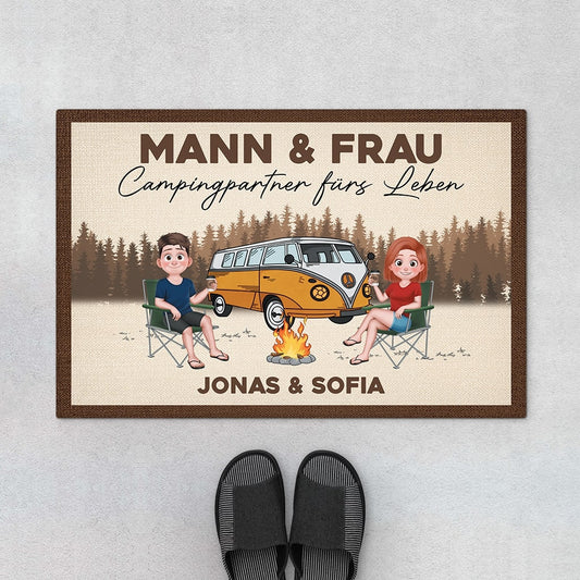 4345DGE1 mann frau campingpartner furs leben cartoon fussmatte personalisiert paar 4345DTI8I
