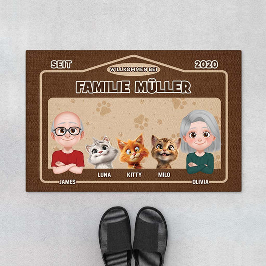 4359DGE1 willkommen bei cartoon personalisierte fussmatte familie mit katzen 4359DKQ5D_d419cbf9 aee1 49bf b4d4 372b4d1cd779