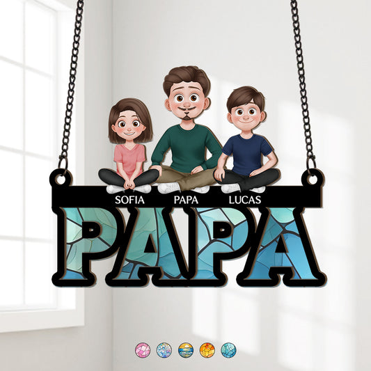 4374UGE1 papa und kinder cartoon sonnenfanger personalisiert fur papas 4374U6MNB