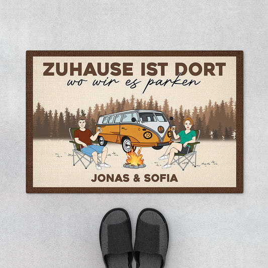 4385DGE1 zuhause ist wo wir parken personalisierte fussmatte paar camping 4385DTT8G