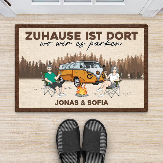 4385DGE2 zuhause ist wo wir parken personalisierte fussmatte paar camping 4385DTT8G