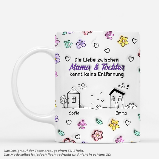 4420MGE1 3d druck effekt die liebe zwischen und kennt keine entfernung personalisierte tasse mama 4420M