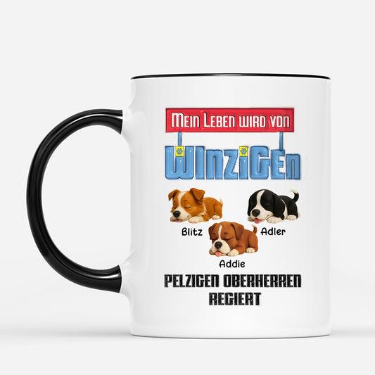 4435MGE2 3d druck effekt mein leben wird von winzigen oberherrn regiert hunde tasse personalisiert_ 4435MKYTC