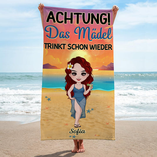4445BGE2 achtung die madels trinken schon wieder strandtuch personalisiert_ fur frauen 4445BKTTA