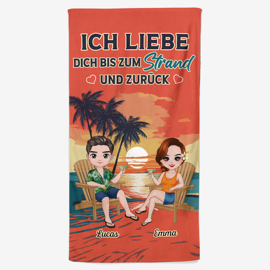 4474BGE1 ich liebe dich bis zum strand und zuruck strandtuch personalisiert_ fur paar 4474B6MTG