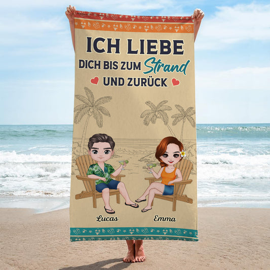 4474BGE2 ich liebe dich bis zum strand und zuruck strandtuch personalisiert_ fur paar 4474B6MTG