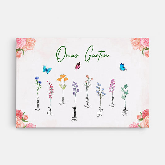 4564CGE1 omas garten schmetterlinge blumen personalisierte leinwand oma 4564C