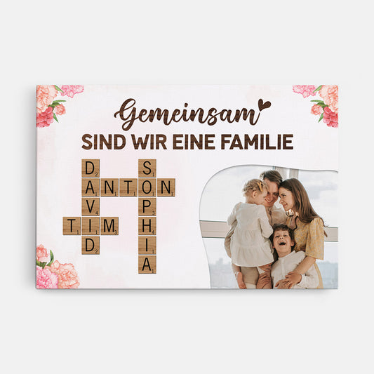 4567CGE1 gemeinsam sind wir eine familie kreuzwortratsel leinwand personalisiert familie_ mit foto 4567C5T5I