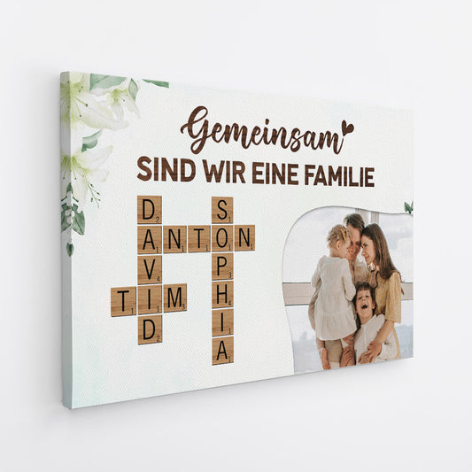 4567CGE2 gemeinsam sind wir eine familie kreuzwortratsel leinwand personalisiert familie_ mit foto 4567C5T5I