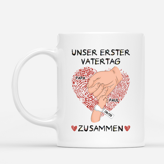 4595MGE1 unser erster vatertag zusammen buntstifte personalisierte tasse papa 4595MTH3B