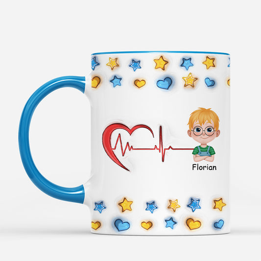 4604MGE2 3d druck effekt kinder elektrokardiogramm herzen sterne personalisierte tasse familie 4604M3Q0B