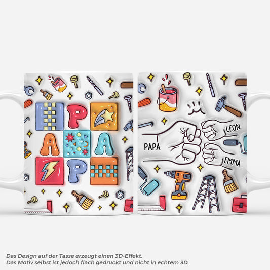 4605MGE1 3d druck effekt papa kinder mit fausten werkzeug personalisierte tasse papa 4605M565B_9b56728f 58bb 4b30 9de0 587c3806fb74